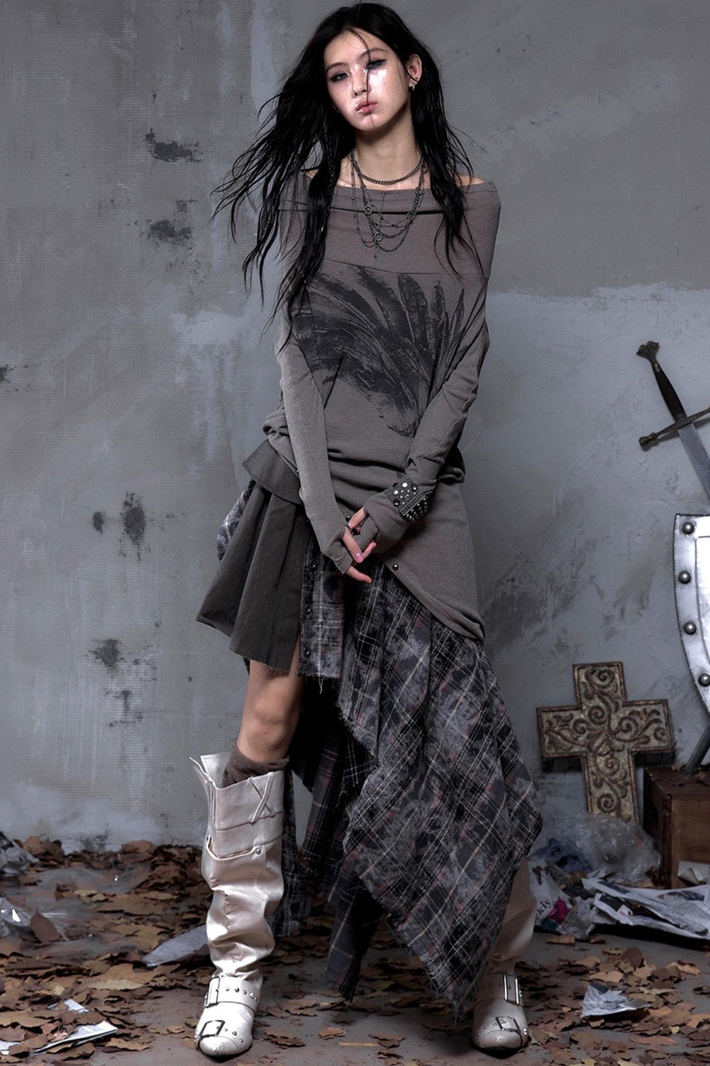 Wasteland Swing Collar Knitted Tops