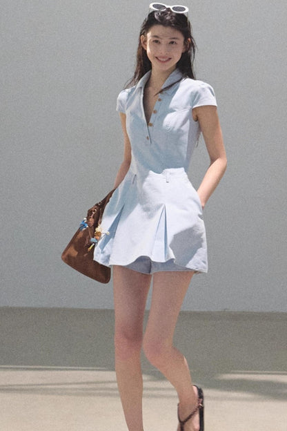 Summer V-Neck Polo Dress