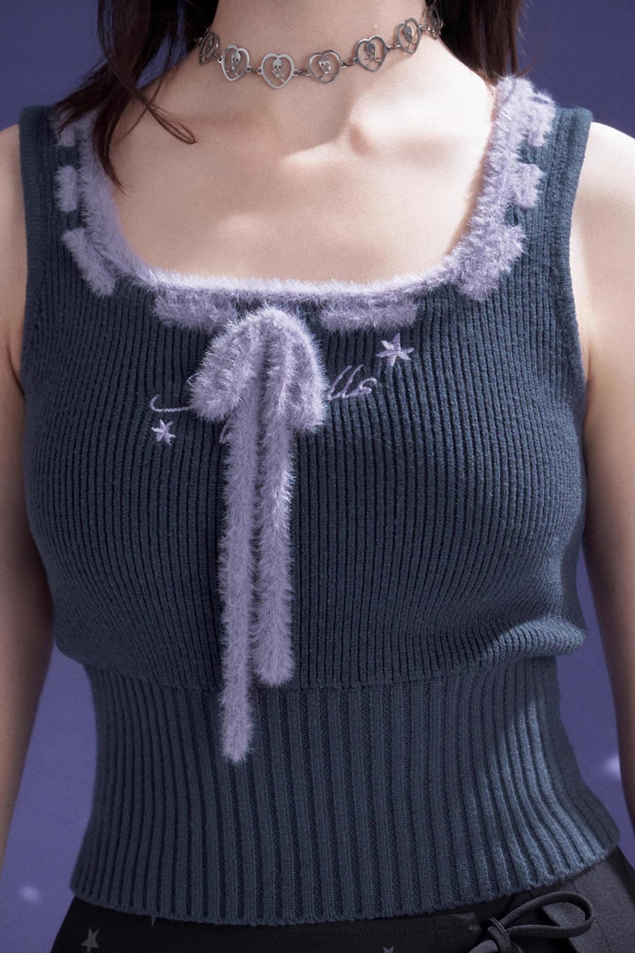 Gray Purple Star Plush Jacket Set-Up