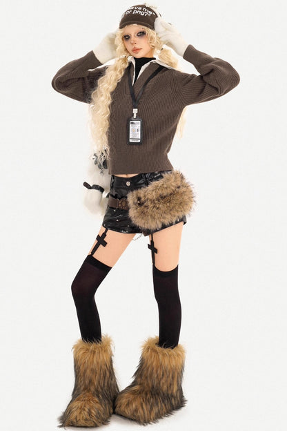 Cable Knit V-Neck Sweater