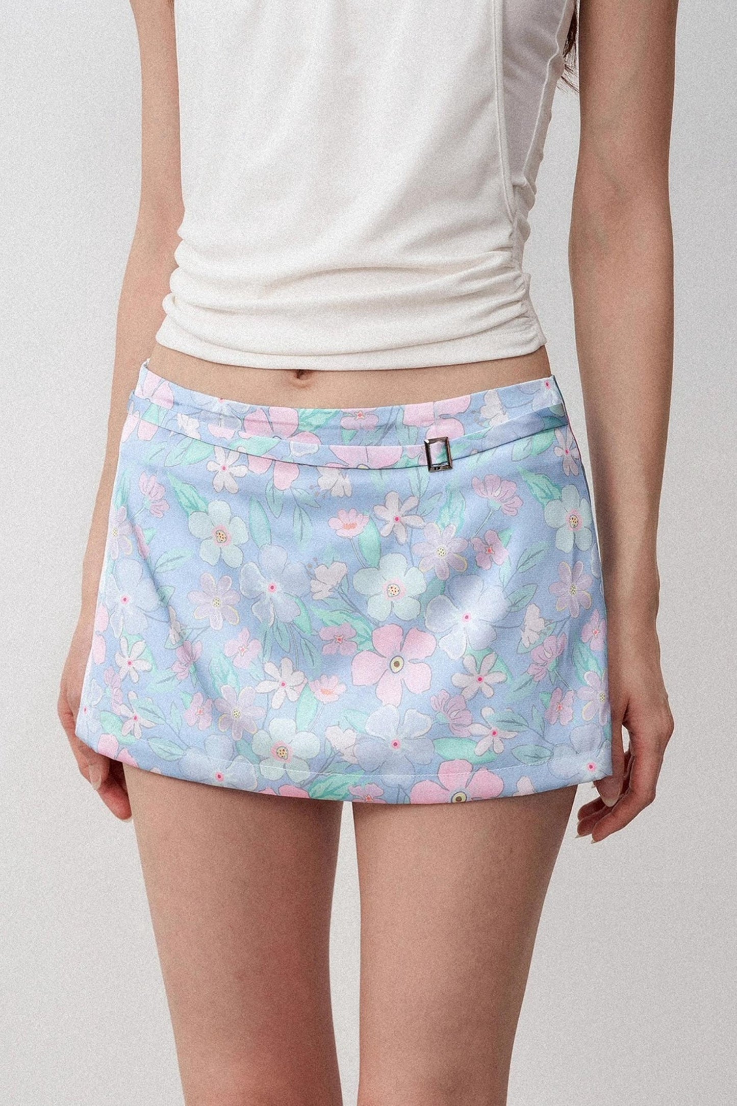 Colorful Floral Low Waist Micro A Hip Slimming Skirt