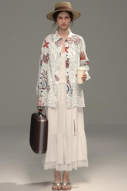 Shining Starfish Embroidery Shirt