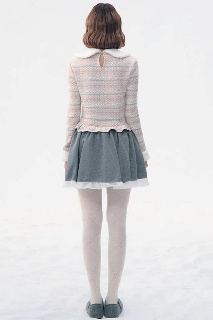 Fair Isle Polka Dot Knit Top