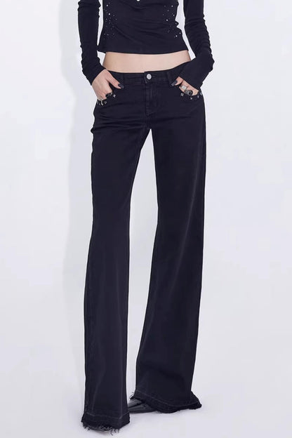 Black Rivet Flared Jeans