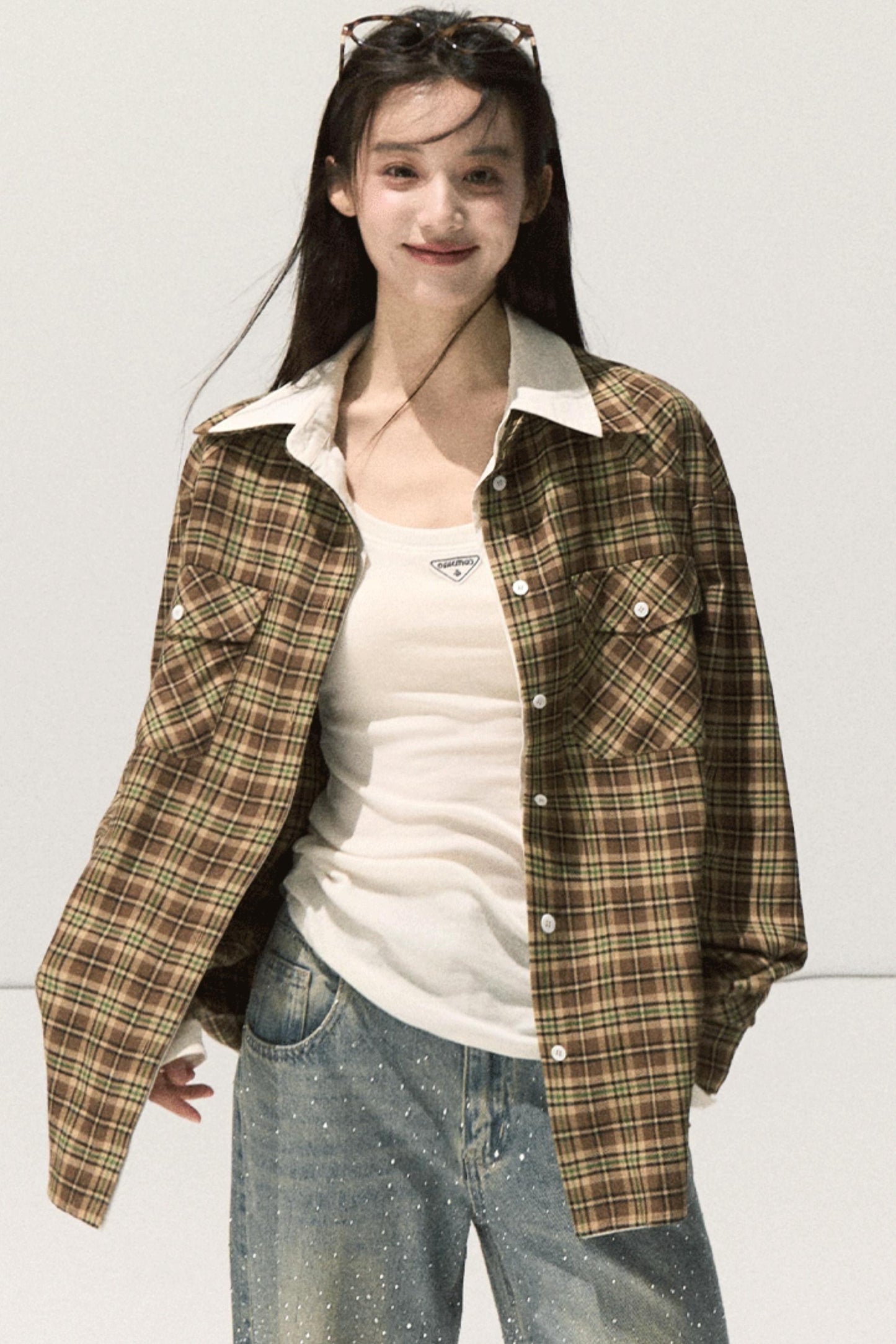 Vintage Striped Texture Two-Piece Shirt