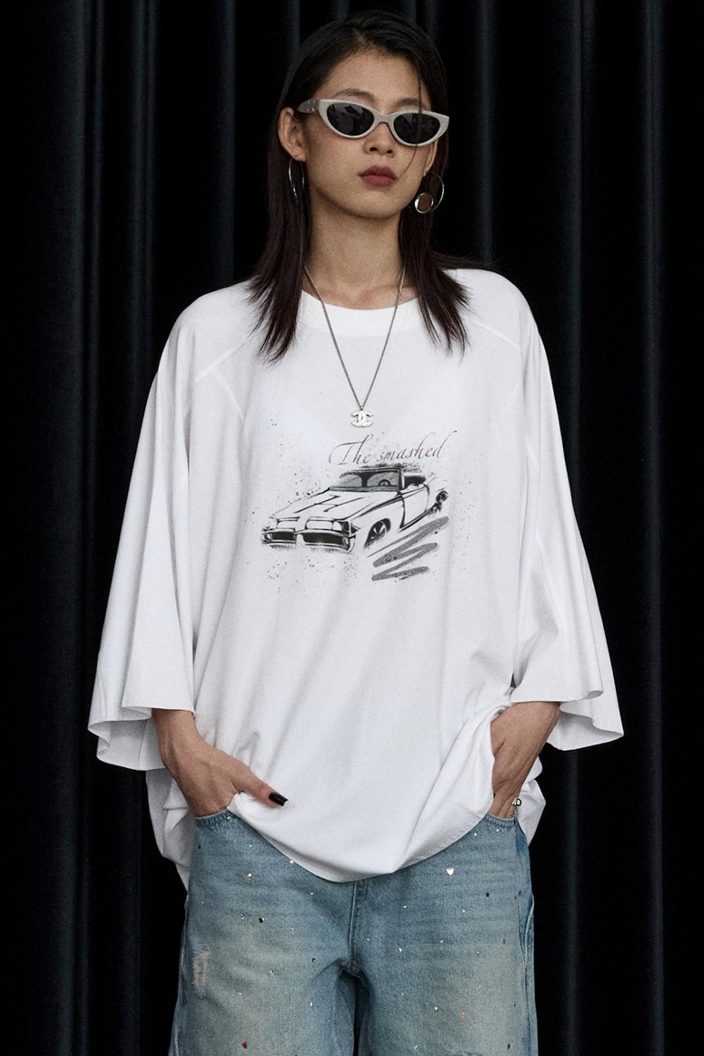 Vintage Car Print Cropped T-Shirt