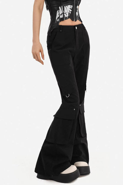 Retro Black Flared Pants