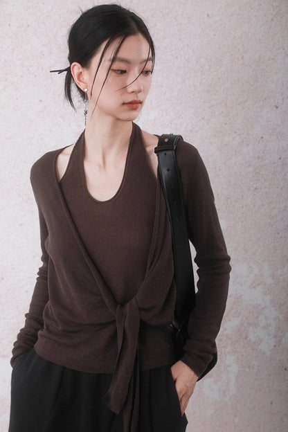 Autumn Mocha Brown Knitted Sweater