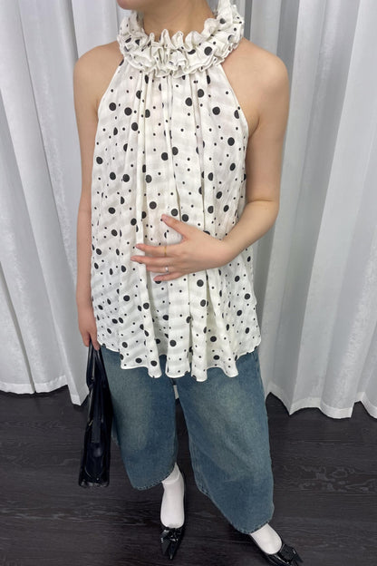 Polka Dot Lace Halter Top