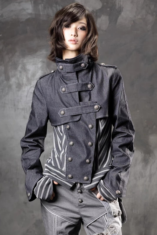 Denim Patchwork Striped Jacket