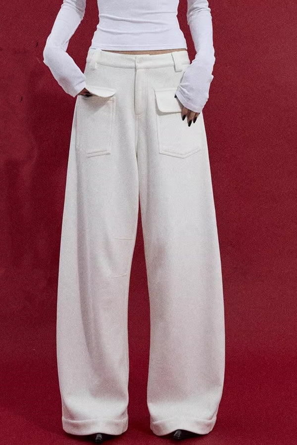 Warm Fleece Wide-Leg Pants