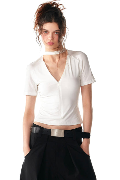 Slim Zipper Raglan Top