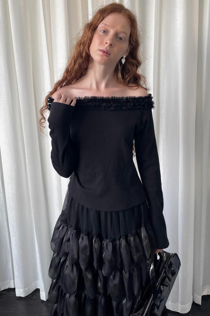 Black Lace Knitted Sweater