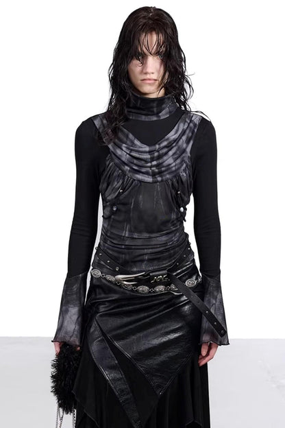 Mesh Paneled Beaded Top