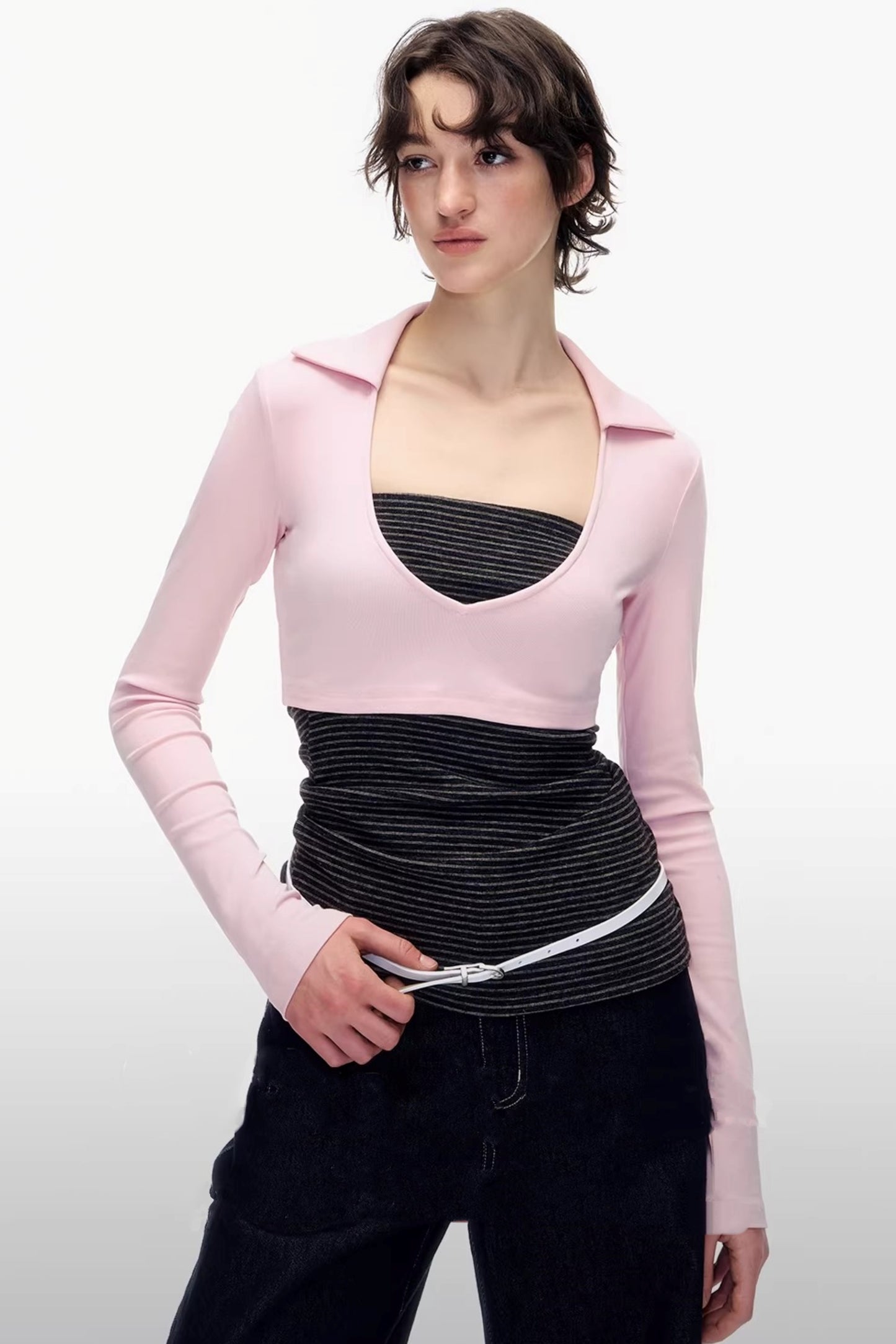 V-Neck Striped Tube Top