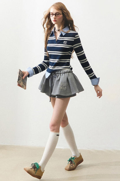 Mint Intellectual Striped Polo T-shirt