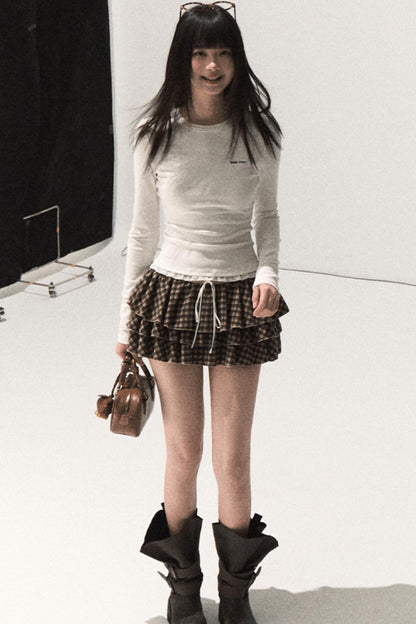 Good Weather Lace Slim Waist Long Sleeve T-Shirt