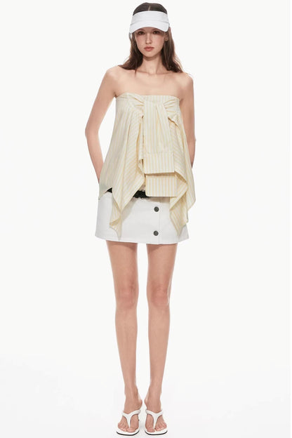 Yellow Striped Tube Top Style Skirt