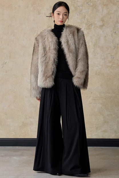 Autumn Black Wide-Leg Pants