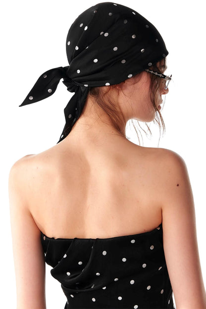 Silver Polka Dot Silk Scarf