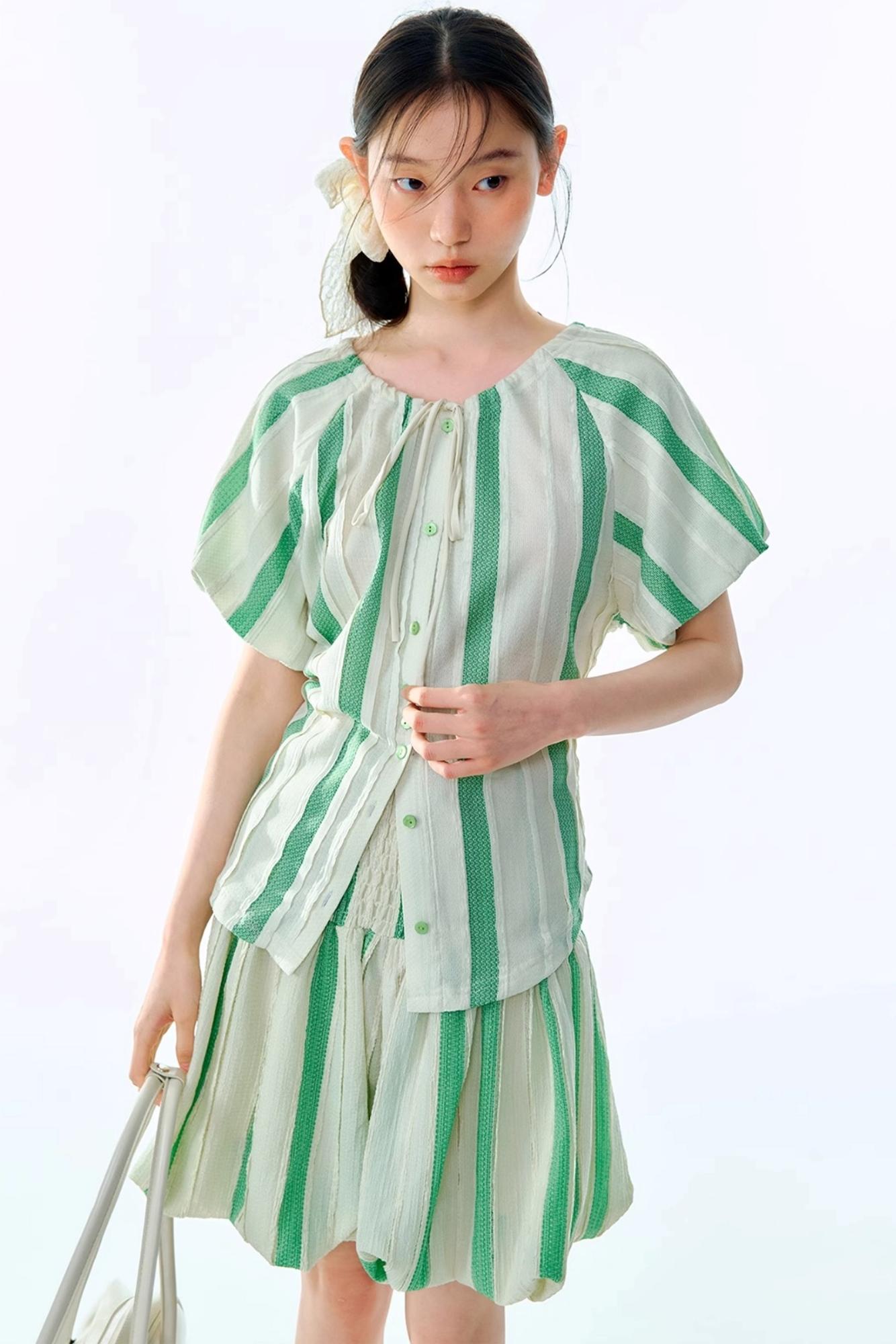 Elven Stripe Cardigan Skirt Set-Up