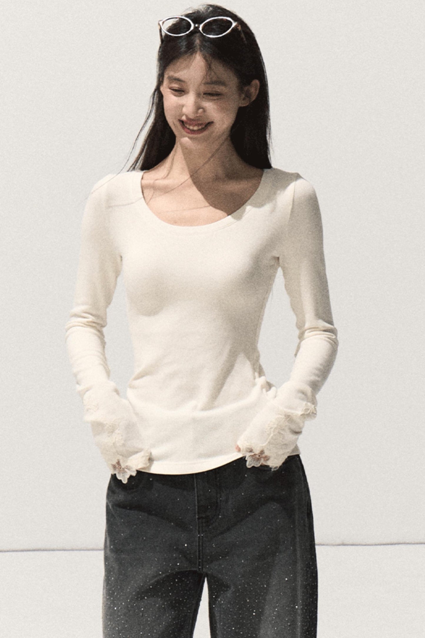 Wool Slim-Fit Lace Top