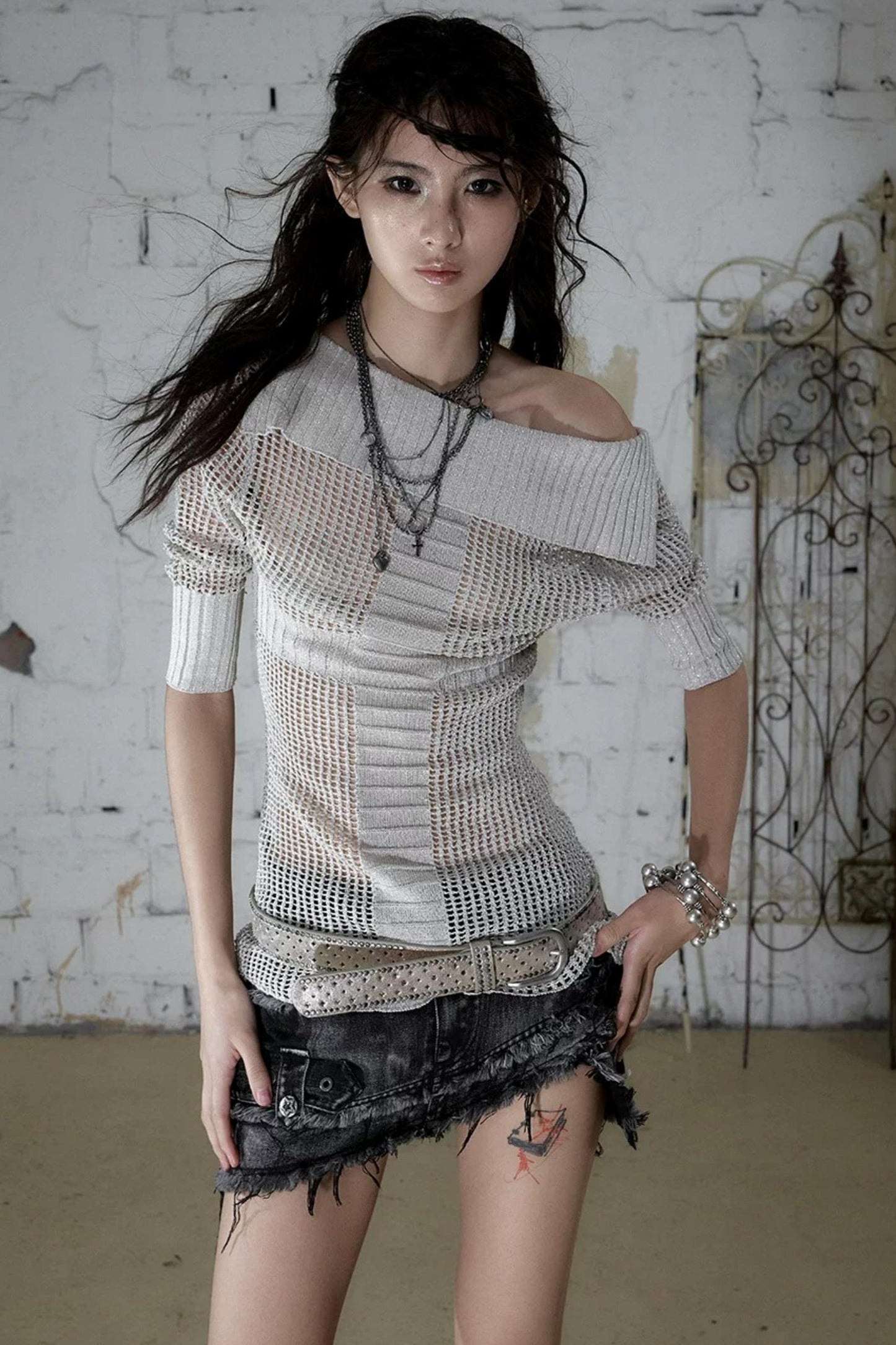 Hollow Star Knit Top