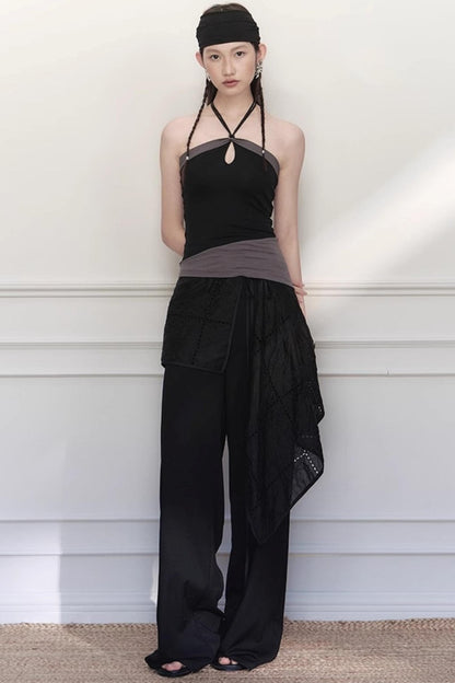 White Lace Wide-Leg Pants