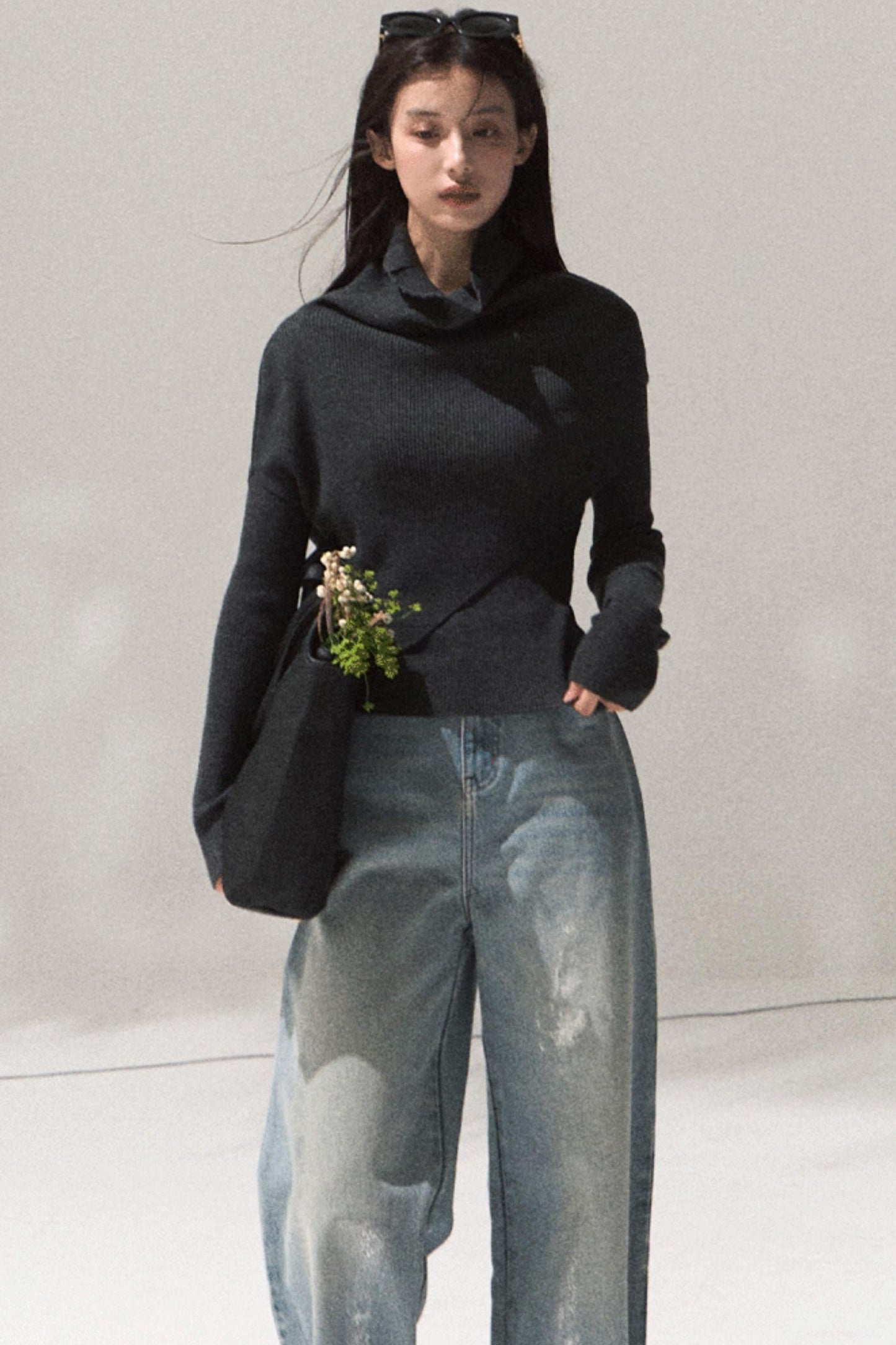 Moonlit Pit Strip Wool Knit Sweater