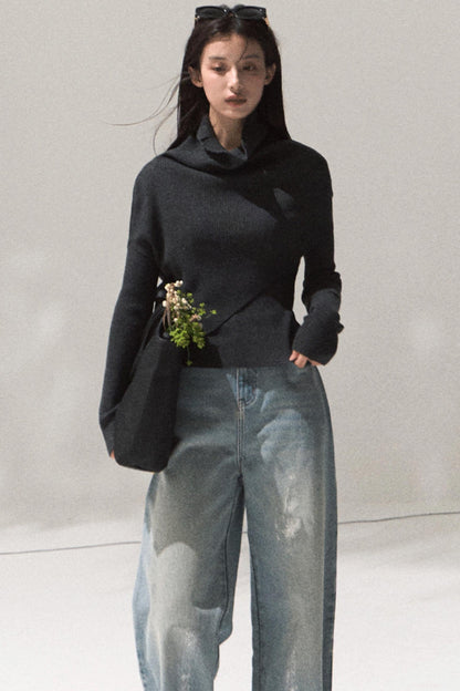 Moonlit Pit Strip Wool Knit Sweater