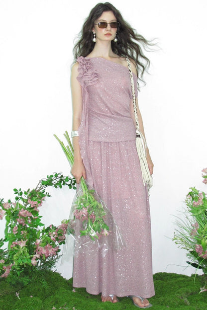 Stretch Knit Silver Top Set-Up