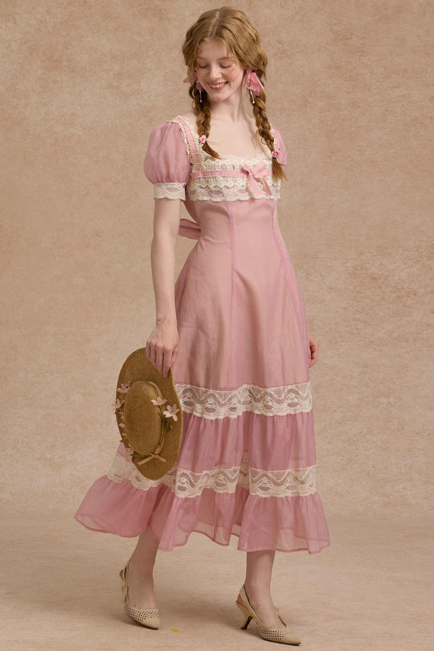 Tulip Satin Ribbon Pink Dress