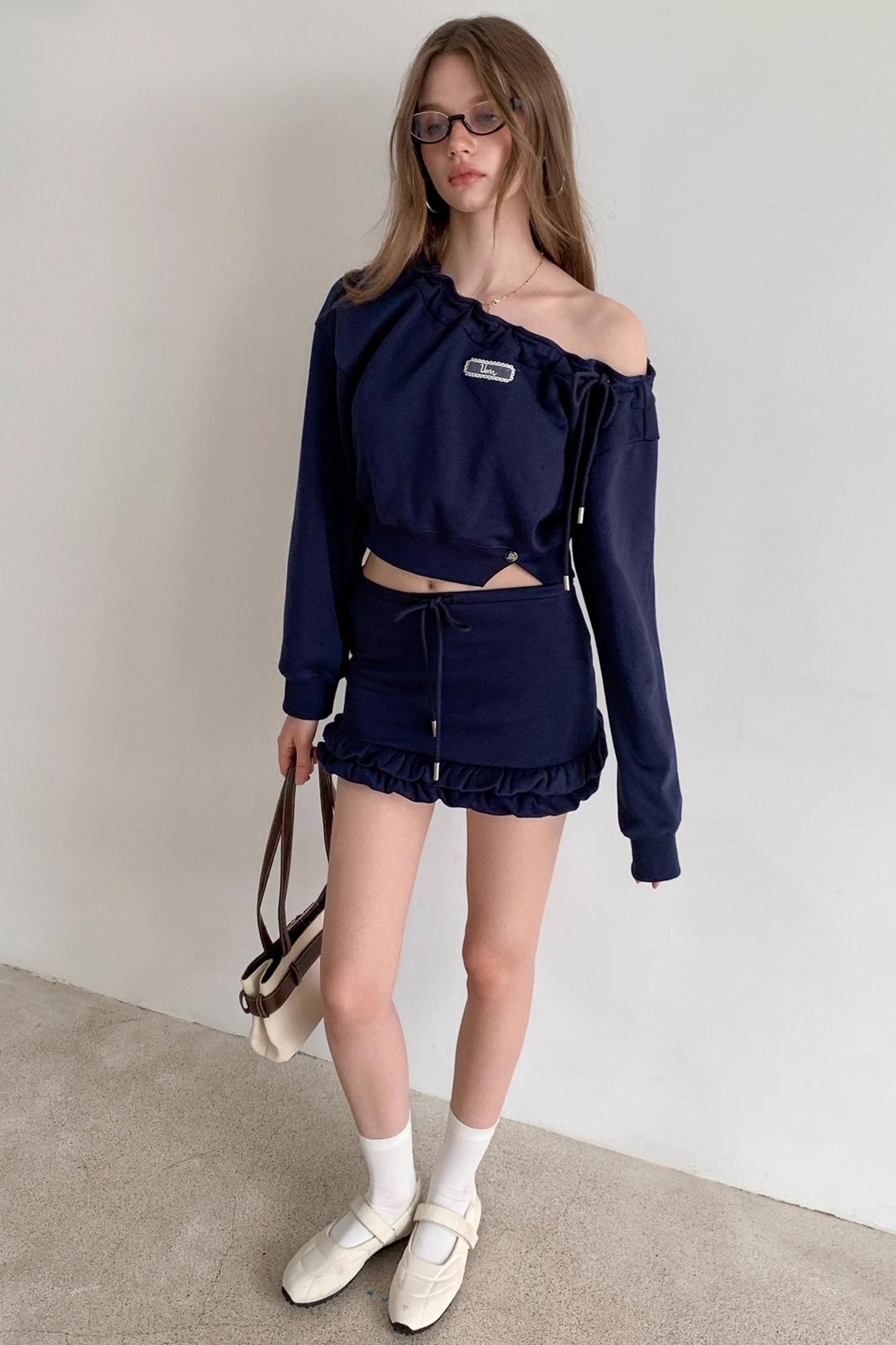 Cropped Sweatshirt Ruffle Set-Up