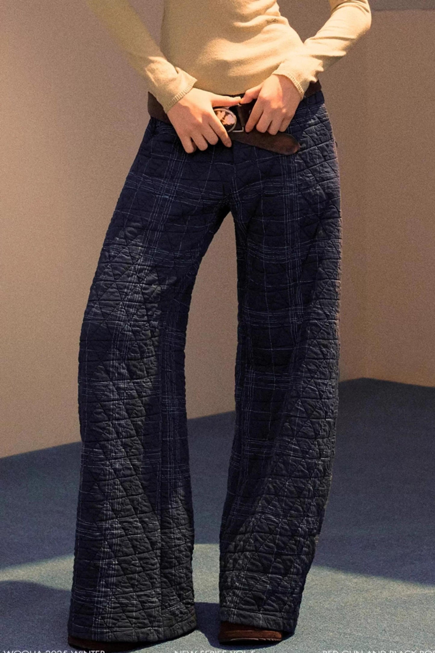 Vintage Plaid Quilted Pants