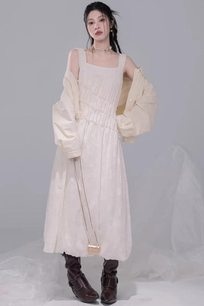 Apricot Jacquard Lace Dress