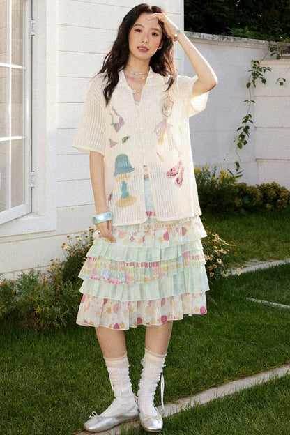 Off-White Woolen Striped Blouse