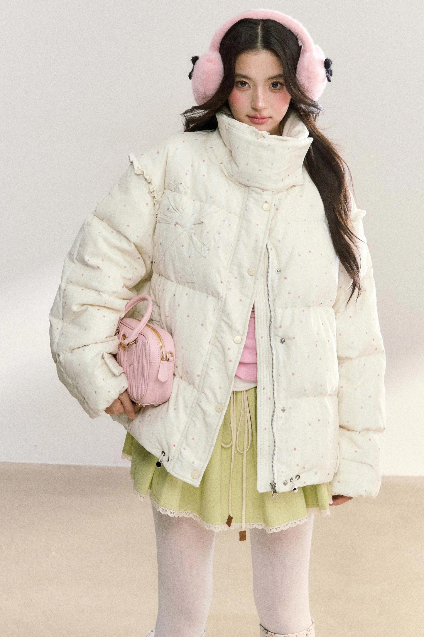 Polka Dot Cotton Puffer Jacket