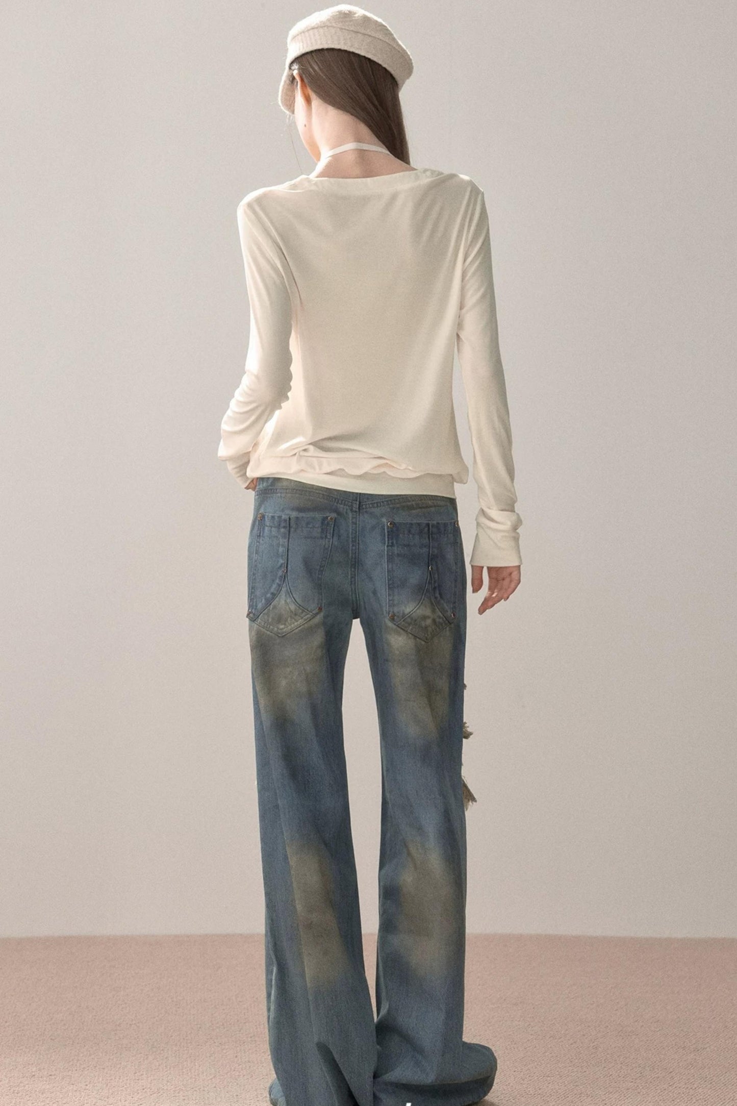 Vintage Gradient Ripped Jeans