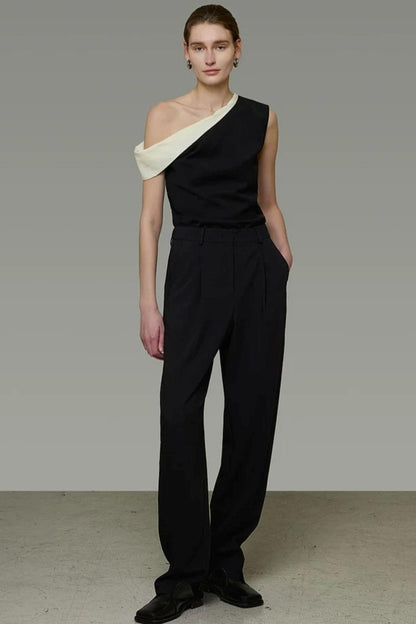 Black and White Slanted Top