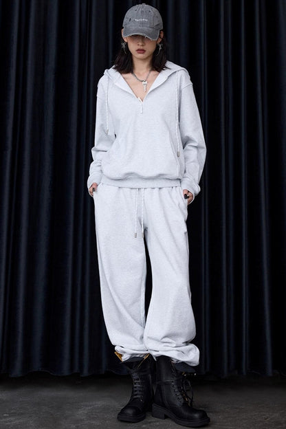 Grey Winter Pullover Sweatshirt Set-Up