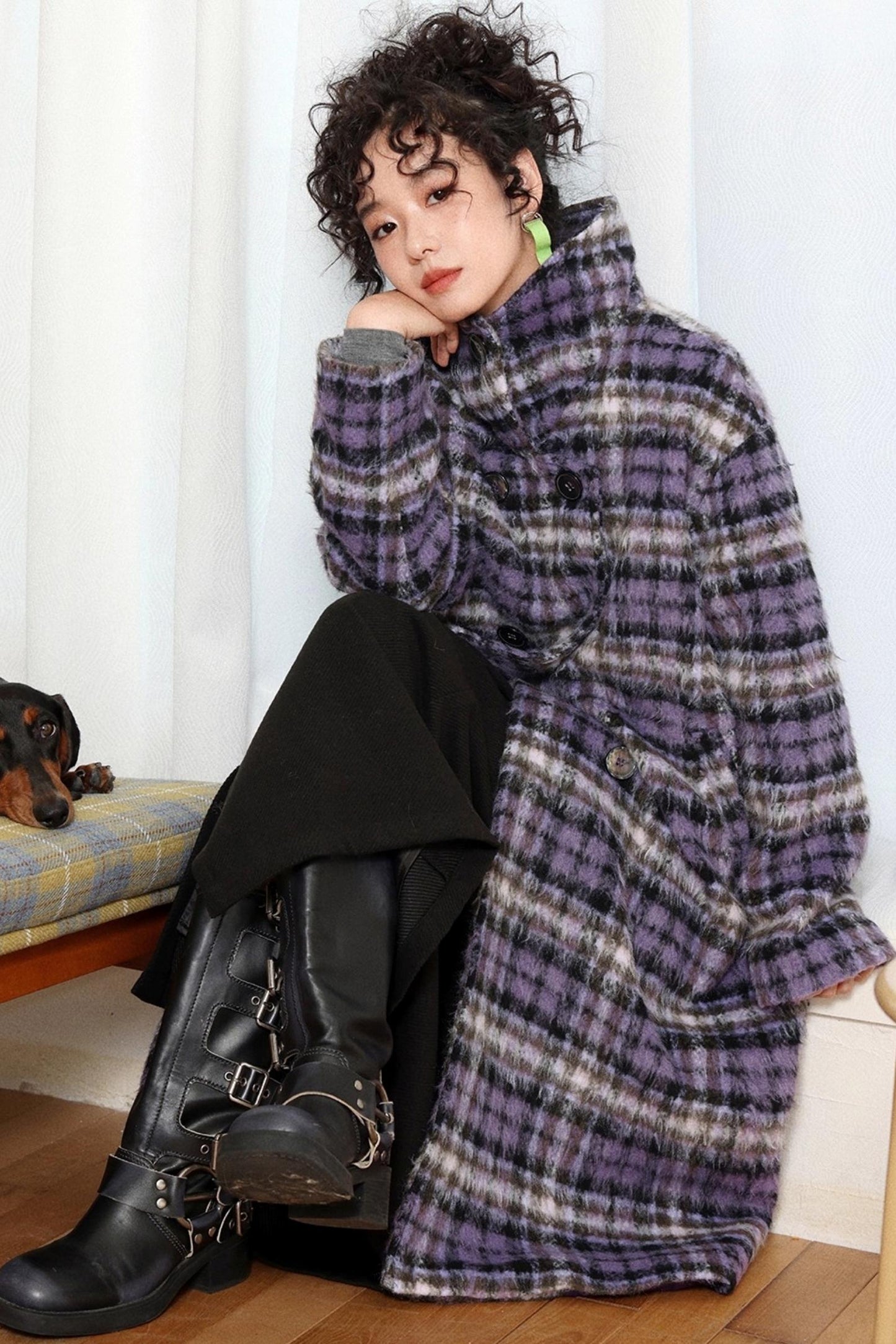 Plaid Woolen Winter Coat