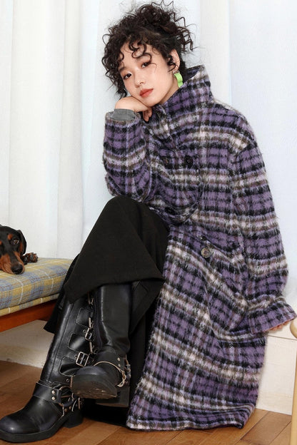 Plaid Woolen Winter Coat