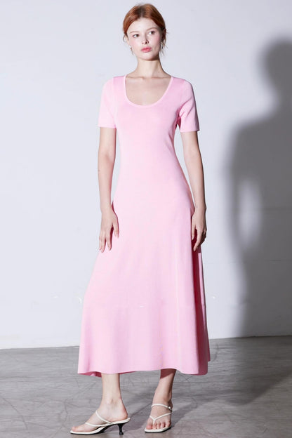 Silk U-neck Knit Dress