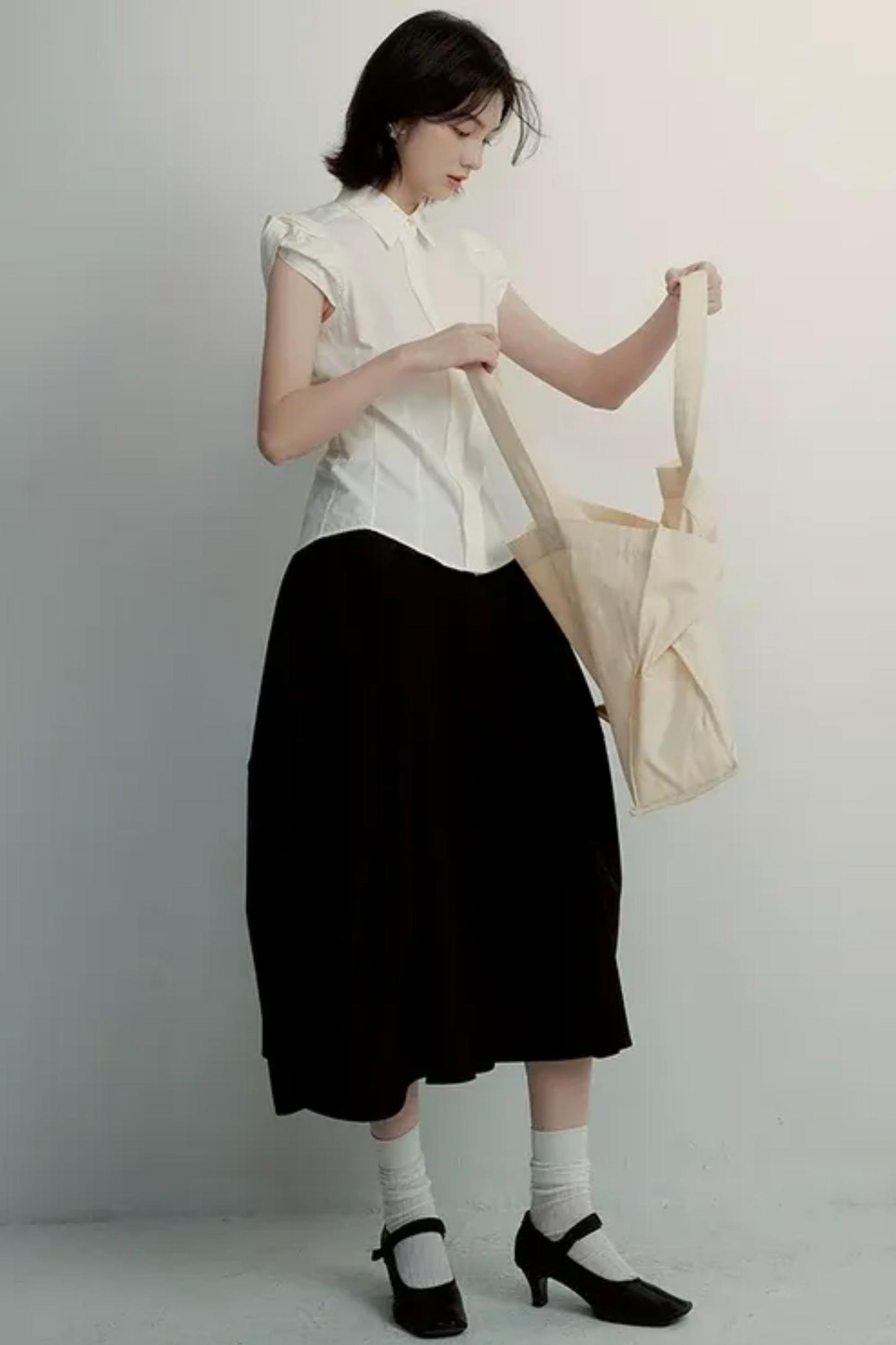 Deconstructed Tencel Cotton Sleeve Shirt