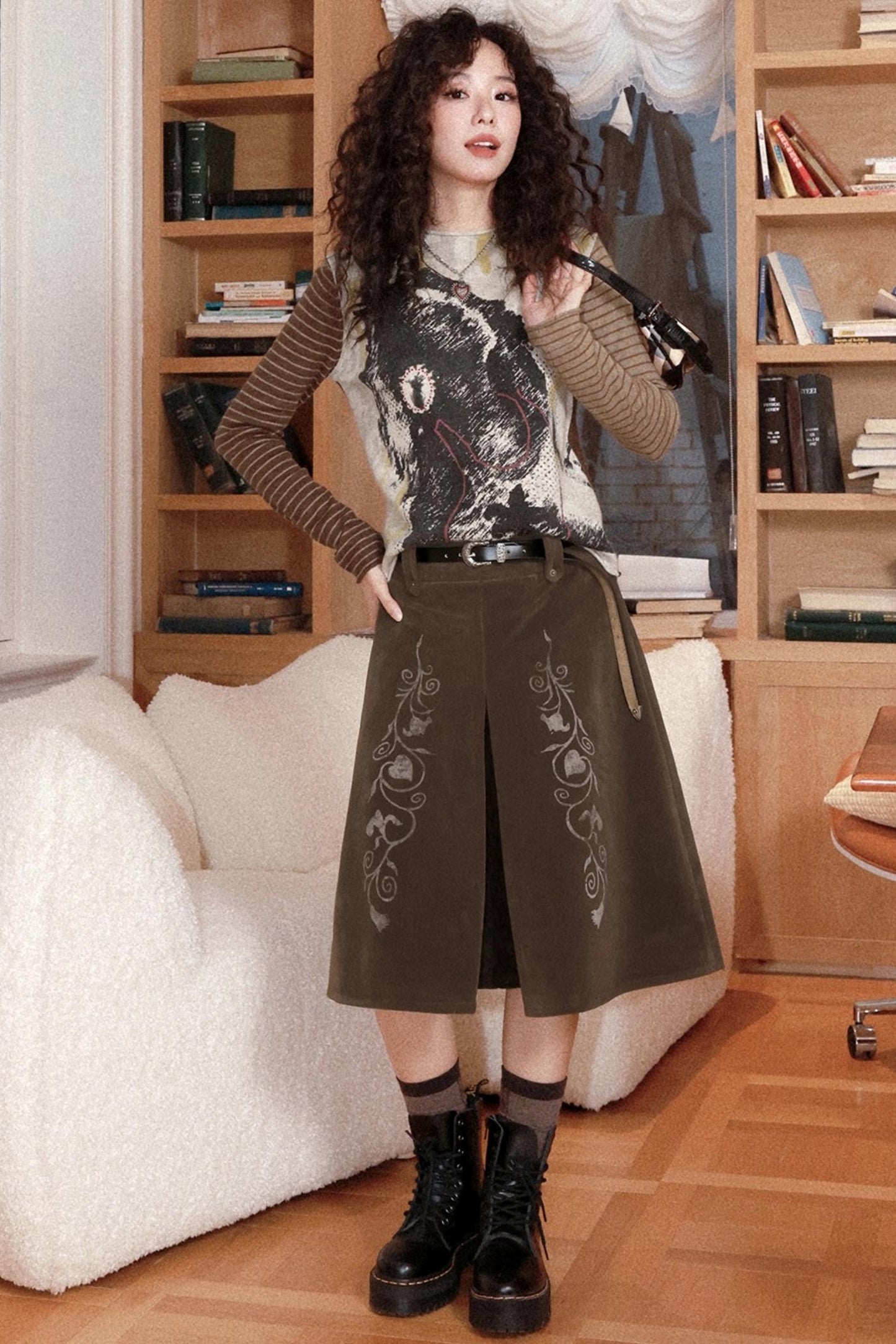 Retro Woolen Printed Top