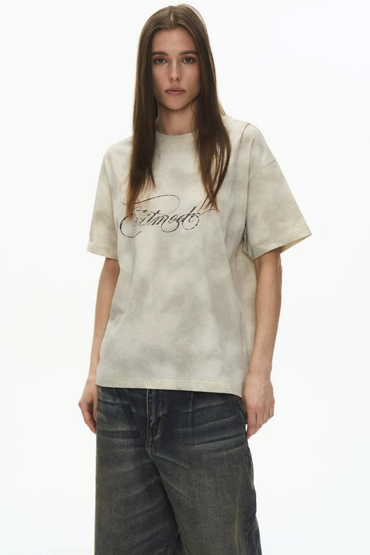 Retro Loose Cotton Spray-Painted T-Shirt