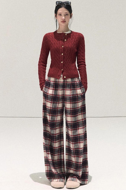 Pure Cotton Plaid Winter Pants