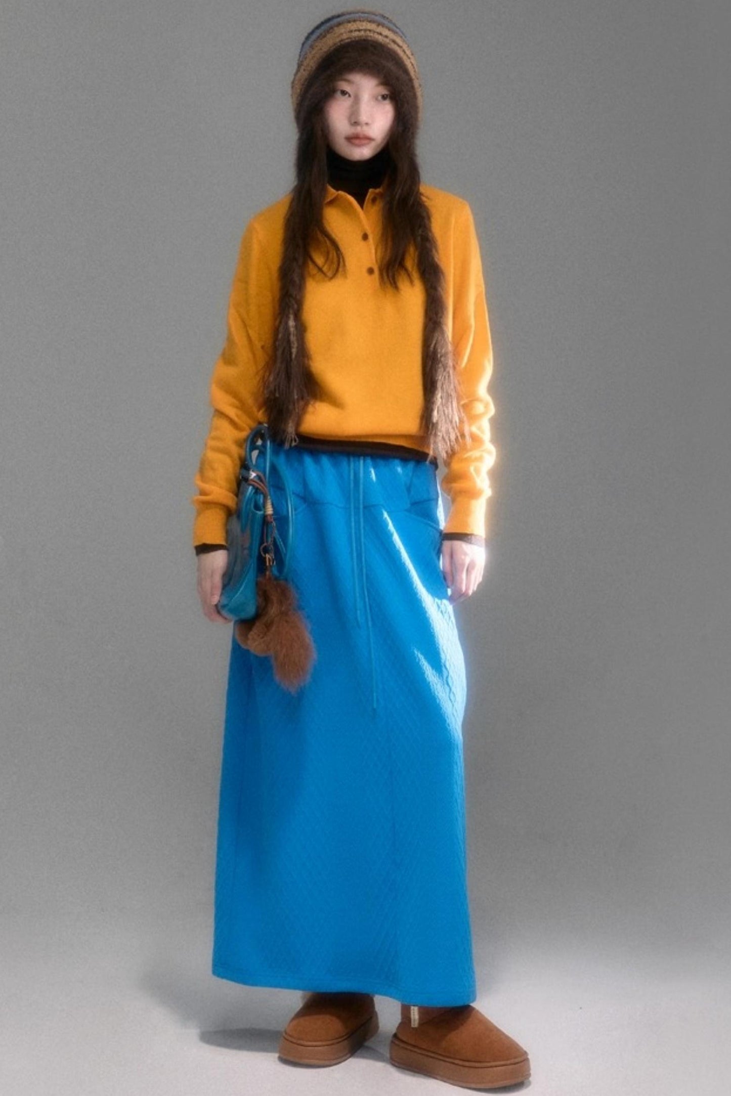 Moroccan Quilted Texture Sweatshirt Skirt Set-Up