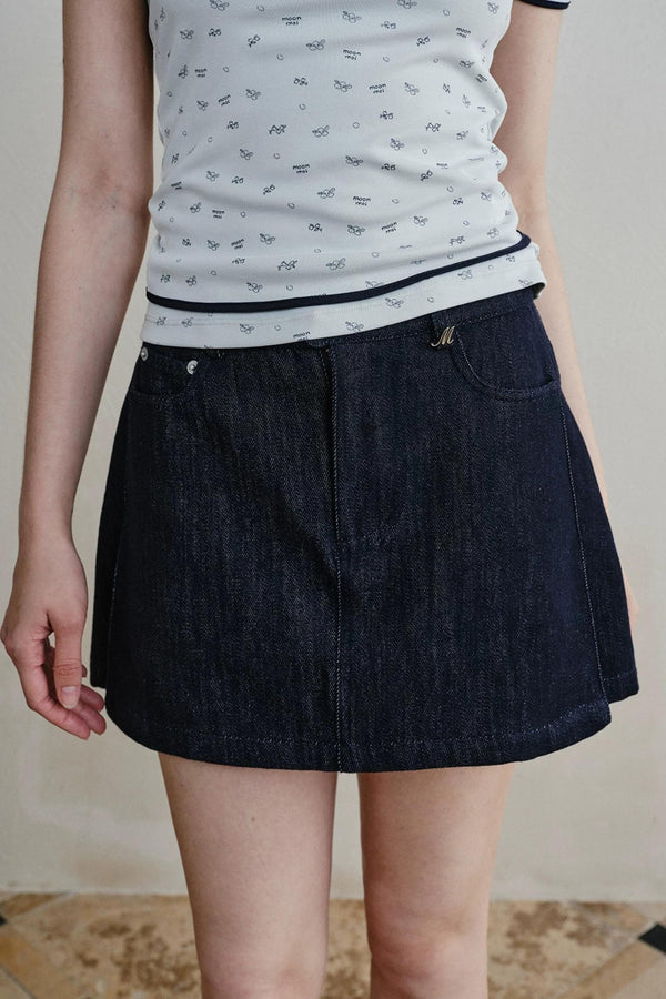 Retro Denim A-Line Skirt