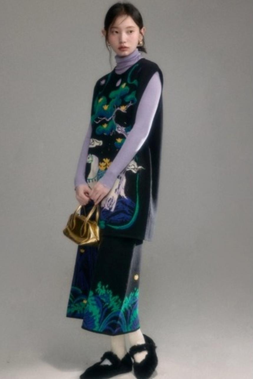 Chinese-Style Knitted Dress Set-Up